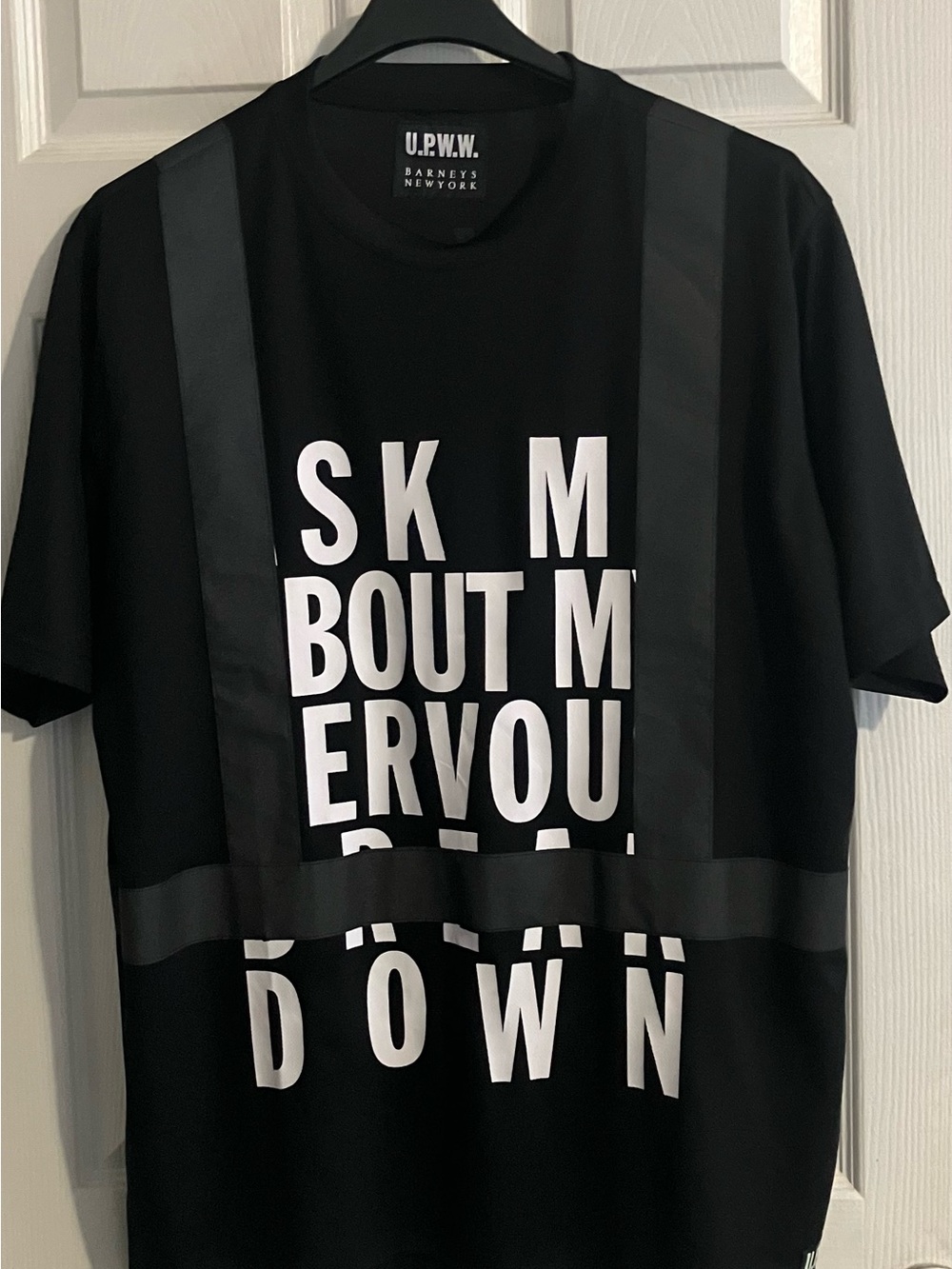 U.P.W.W. Barneys New York Black Graphic Short Sleeve Tee with White Lettering